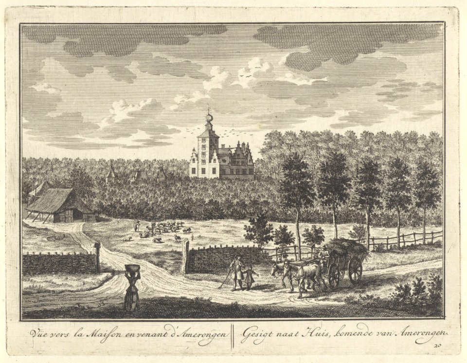Gezicht vanaf Amerongen op Kasteel Zuilenstein Gesigt naat Huis, komende van Amerongen Vüe vers la Maison en venant d'Amerongen (titel op object) Gezichten op kasteel Zuilenstein te Leersum (serietitel), RP-P-1899-A-21511