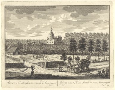 Gezicht vanaf Amerongen op Kasteel Zuilenstein Gesigt naat Huis, komende van Amerongen Vüe vers la Maison en venant d'Amerongen (titel op object) Gezichten op kasteel Zuilenstein te Leersum (serietitel), RP-P-1899-A-21511