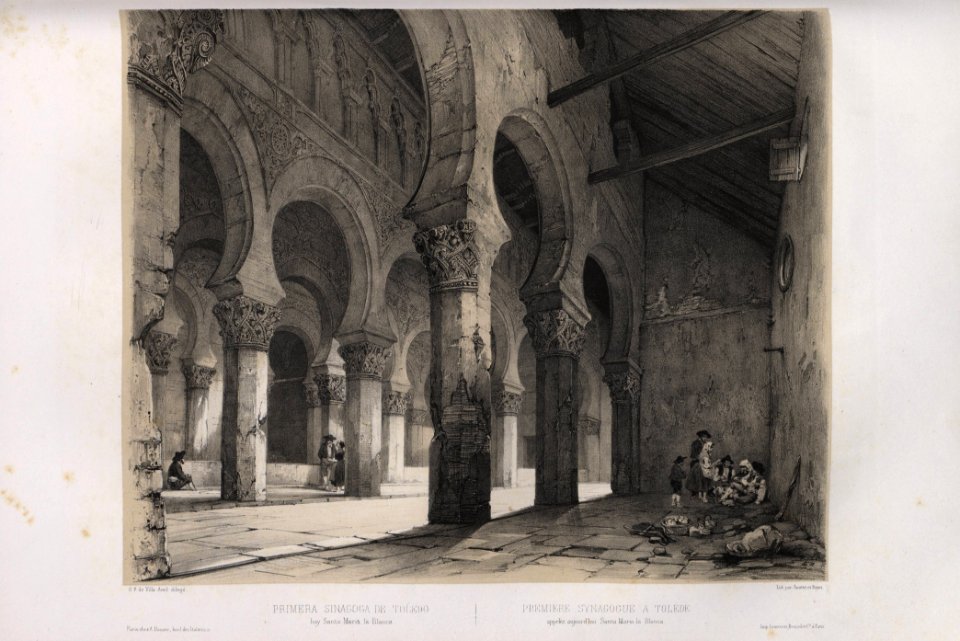 1842, España artística y monumental, vistas y descripción de los sitios y monumentos más notables de españa, vol 1, Primera sinagoga de Toledo hoy Santa María la Blanca