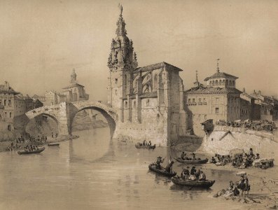 1850, España artística y monumental, vistas y descripción de los sitios y monumentos más notables de españa, vol 3, Yglesia de San Antonio Abad en Bilbao (cropped)