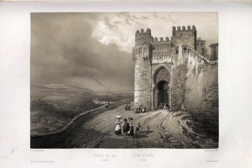 1850, España artística y monumental, vistas y descripción de los sitios y monumentos más notables de españa, vol 3, Puerta del Sol en Toledo