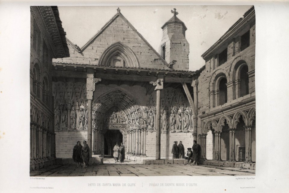 1850, España artística y monumental, vistas y descripción de los sitios y monumentos más notables de españa, vol 3, Patio de Santa María de Olite