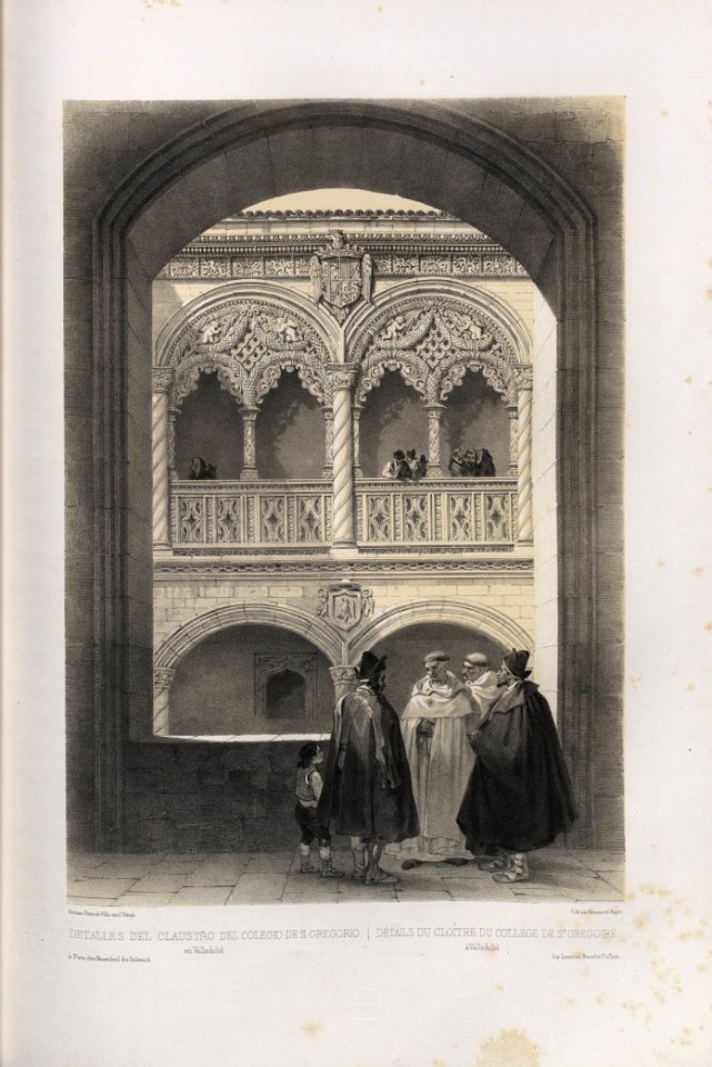 1842, España artística y monumental, vistas y descripción de los sitios y monumentos más notables de españa, vol 1, Detalles del claustro del Colegio de San Gregorio en Valladolid