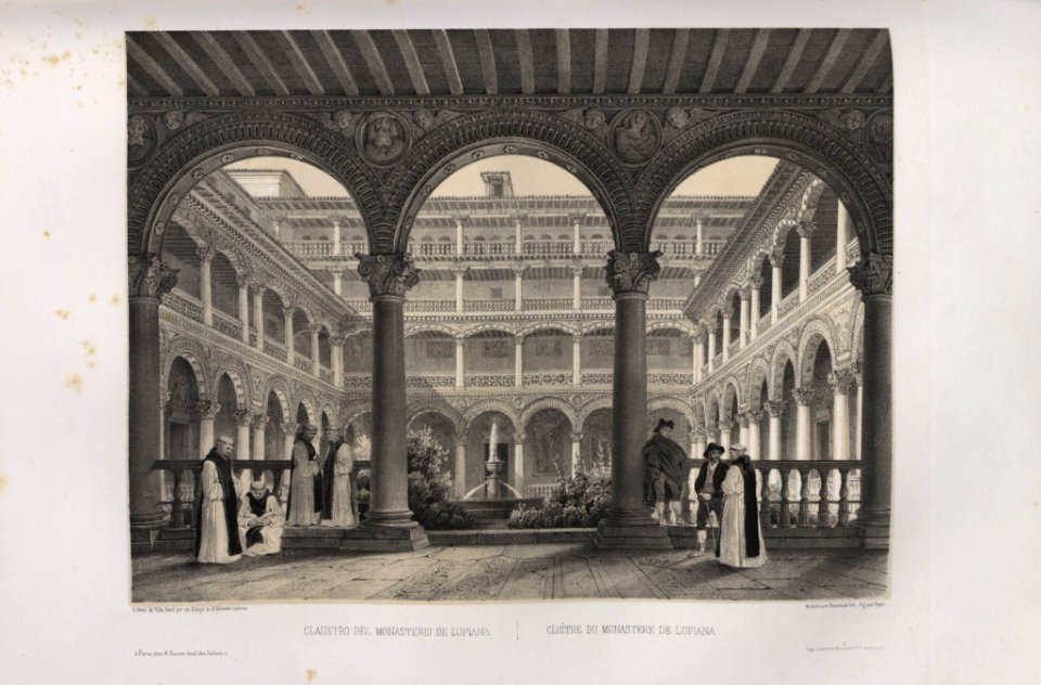 1842, España artística y monumental, vistas y descripción de los sitios y monumentos más notables de españa, vol 1, Claustro del monasterio de Lupiana