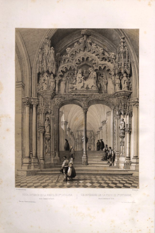 1844, España artística y monumental, vistas y descripción de los sitios y monumentos más notables de españa, vol 2, Vista interior de la puerta de Santa Catalina en la catedral de Toledo