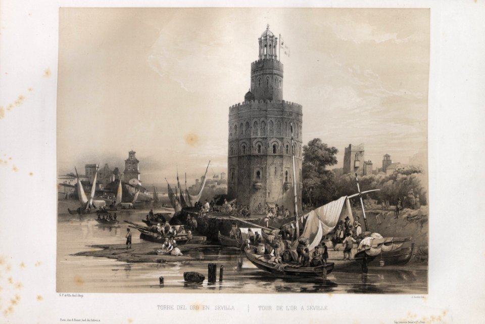 1844, España artística y monumental, vistas y descripción de los sitios y monumentos más notables de españa, vol 2, Torre del Oro en Sevilla