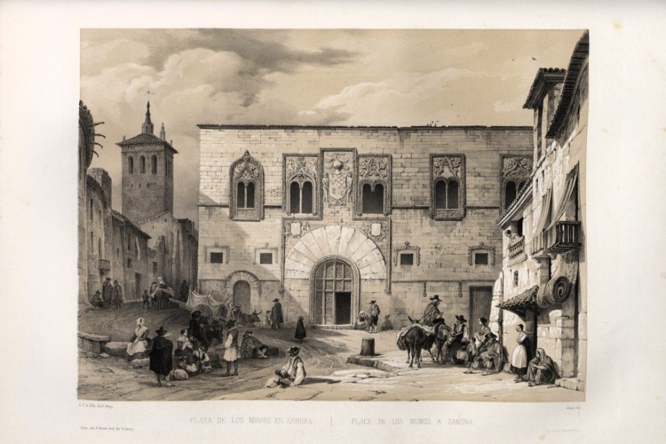 1844, España artística y monumental, vistas y descripción de los sitios y monumentos más notables de españa, vol 2, Plaza de los Momos en Zamora