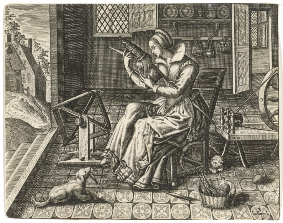 Spinster in een interieur, RP-P-1900-A-22040