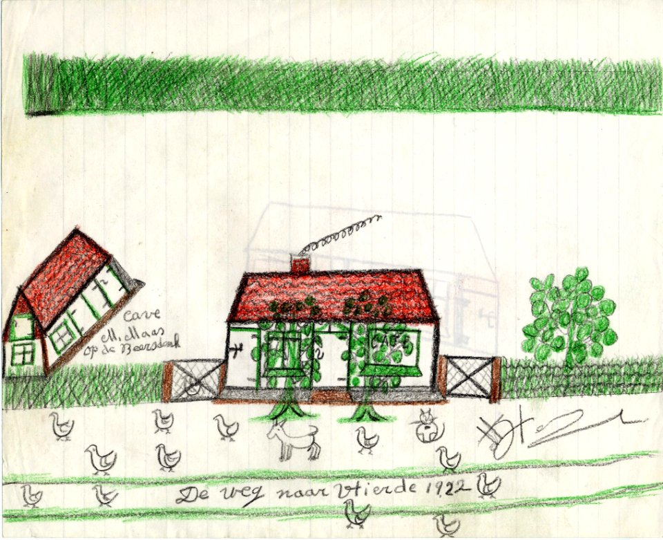 Tekening marinus vlemmix (14) cave m maas op de beersdonk de weg naar vlierde 1922