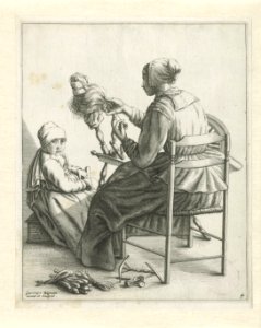 Spinnende vrouw Huiselijke werkzaamheden (serietitel), RP-P-OB-4231