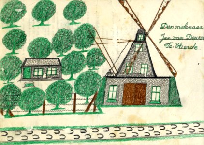Tekening marinus vlemmix (46) de molenaar jan van deurse te vlierde