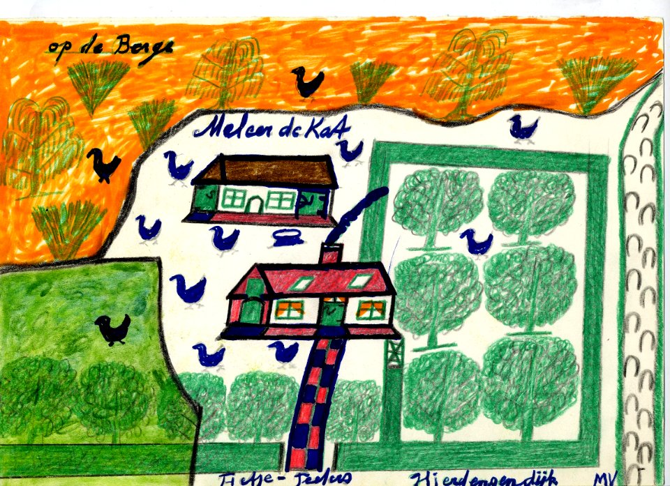 Tekening marinus vlemmix (9) op de berge meleer de kat pietje peeters vlierdensendijk