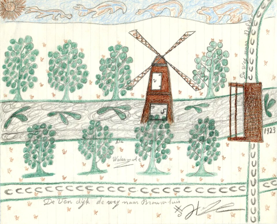 Tekening marinus vlemmix (38) de vendijk de weg naar brouwhuis