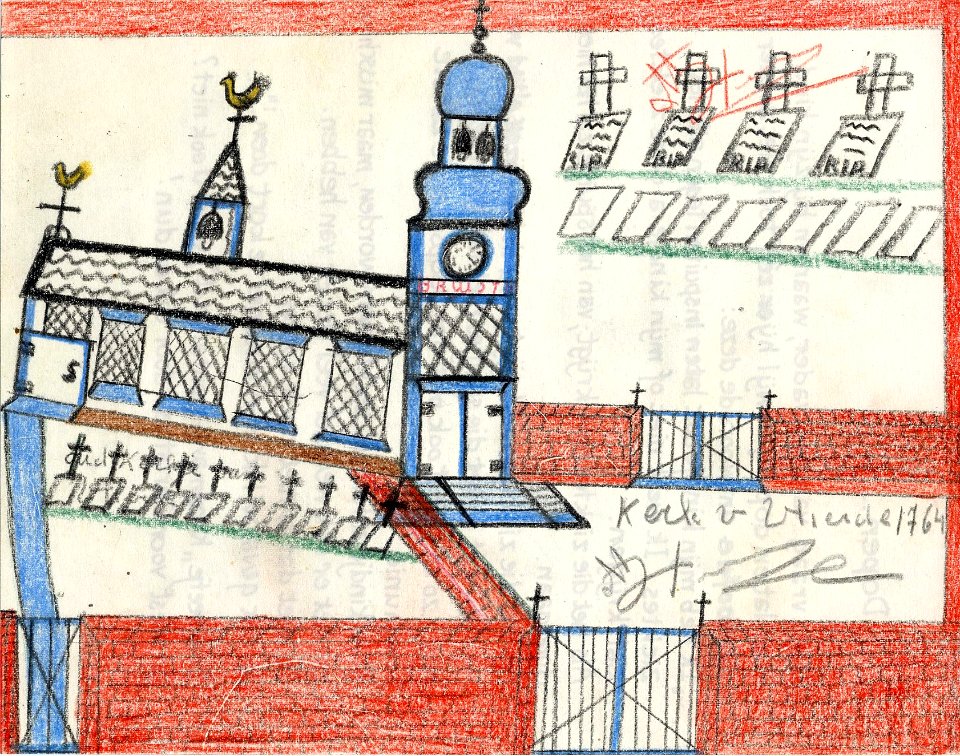 Tekening marinus vlemmix (18) kerk v vlierde 1764