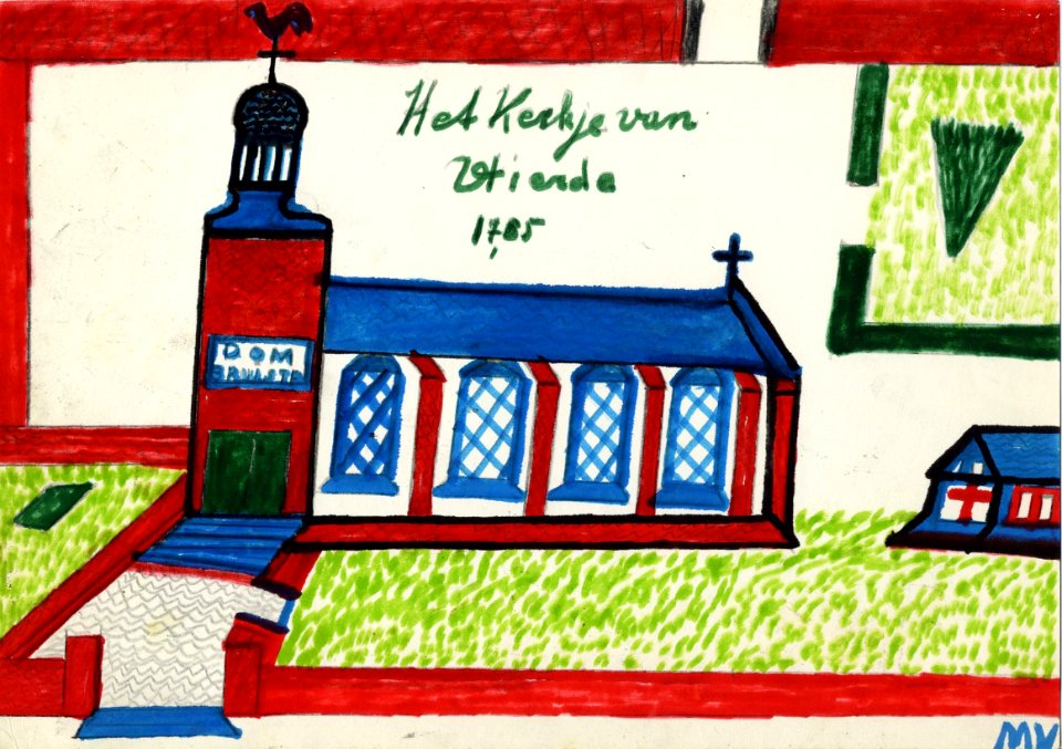 Tekening marinus vlemmix (11) het kerkje van vlierde 1785