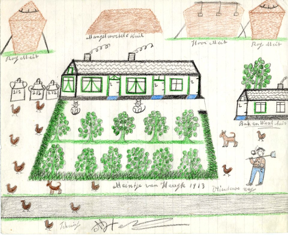 Tekening marinus vlemmix (28) heintje van heugte 1913 vlierdense weg