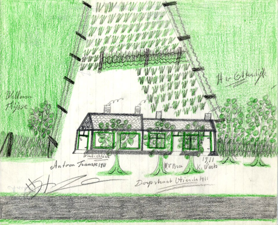 Tekening marinus vlemmix (6) antoon fransse 1911 dorpstraat