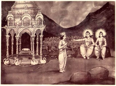 Vibhishana showing Vimana to Rama