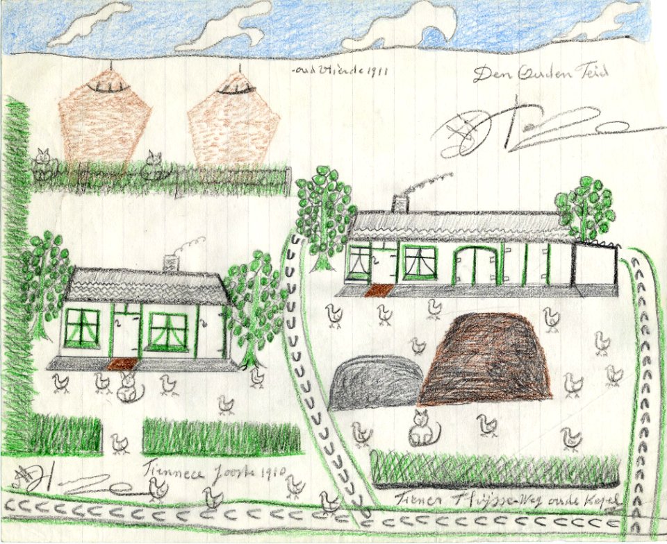 Tekening marinus vlemmix (53) tiennece jooste 1910 tienes thijsse - weg oude kapel