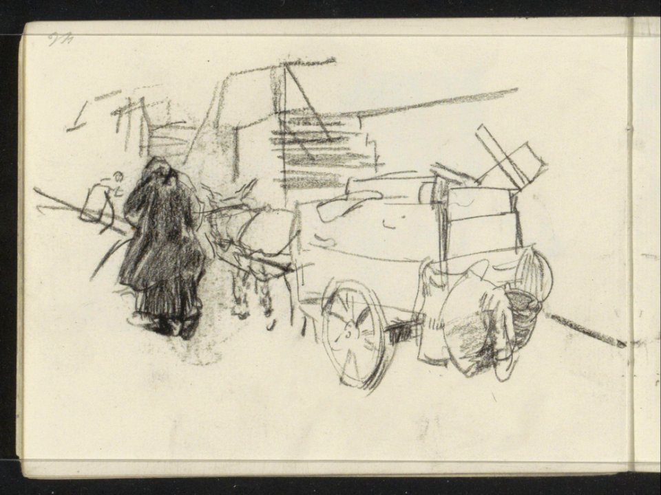 Vrouw bij een ezelkar, RP-T-1935-145-13(V)