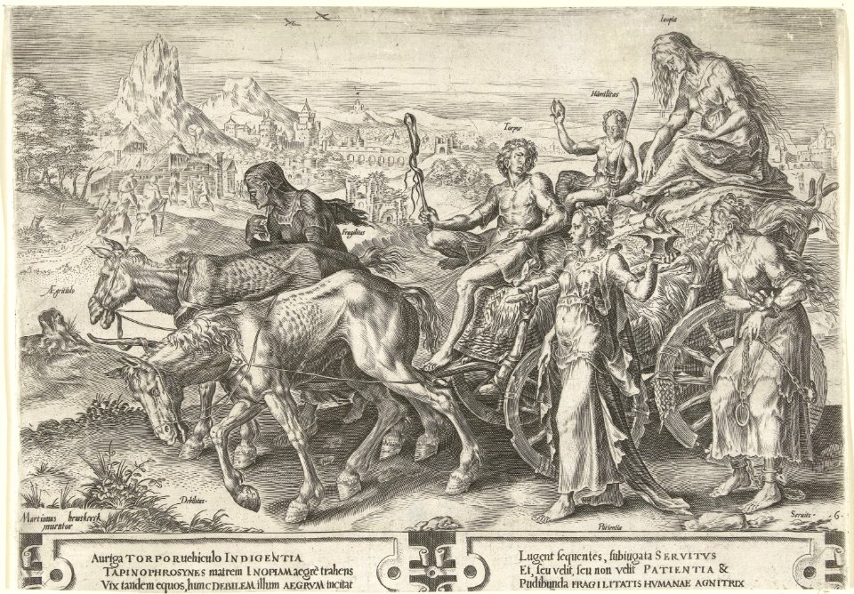 Triomfwagen met Armoede (Inopia) Circulus Vicissitudinis Rerum Humanarum (serietitel), RP-P-1963-173