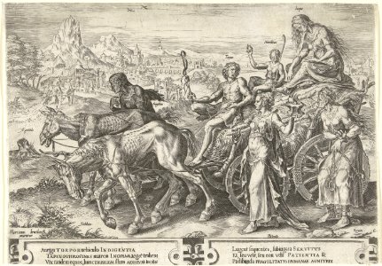 Triomfwagen met Armoede (Inopia) Circulus Vicissitudinis Rerum Humanarum (serietitel), RP-P-1963-173