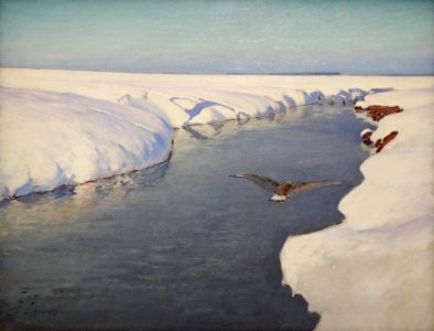 "Paysage d'hiver avec une rivière et un oiseau", Julian Fa…