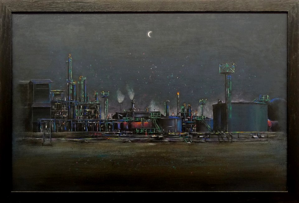 "Usine Socabu la nuit", André Lemonnier, 1990.