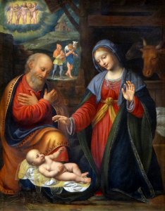 "La Nativité", école de Bernardino Luini. Free illustration for personal and commercial use.