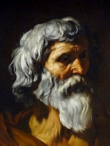 "Deux philosophes (Anaxagore et Lacydès ?)" (détail), Juse…
