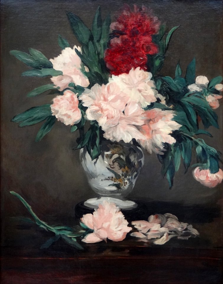 "Vase de pivoines sur piédouche", Edouard Manet, 1864.