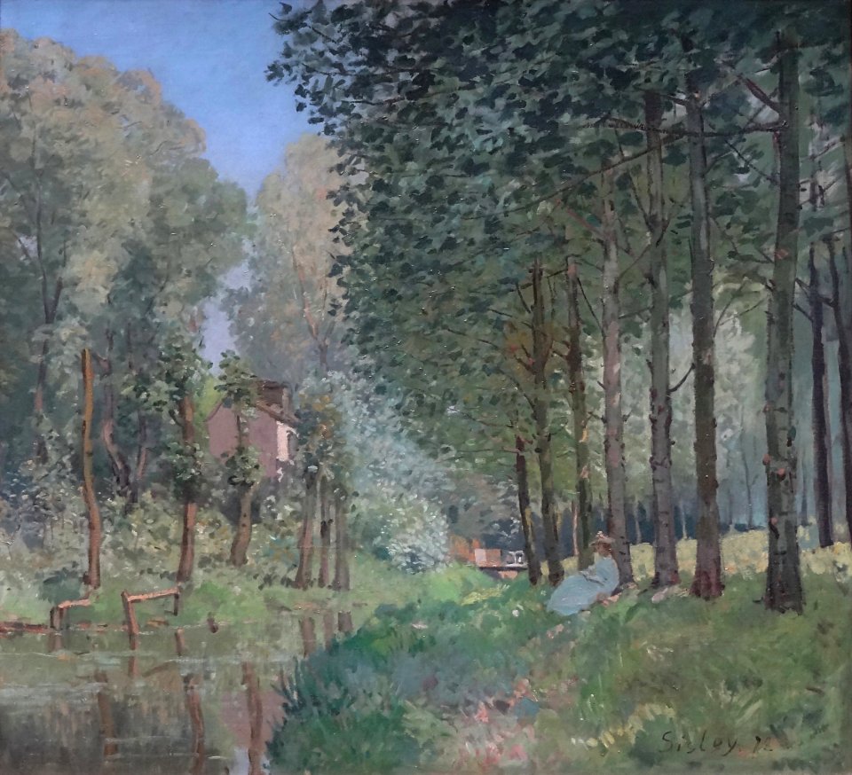 "Le repos au bord du ruisseau, lisière de forêt", Alfred S…