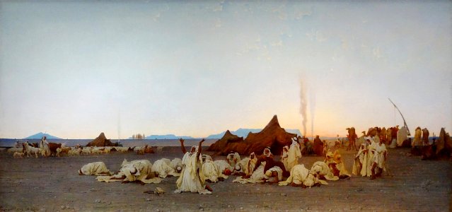 "Prière du soir dans le Sahara", Gustave Guillaumet, 1863.…. Free illustration for personal and commercial use.