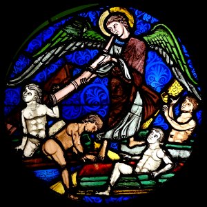 Un vitrail exposé au musée de Cluny, à Paris.