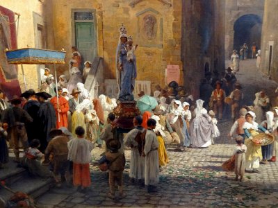 "Une fête à Genazzano" (détail), Oswald Achenbach, vers 18…