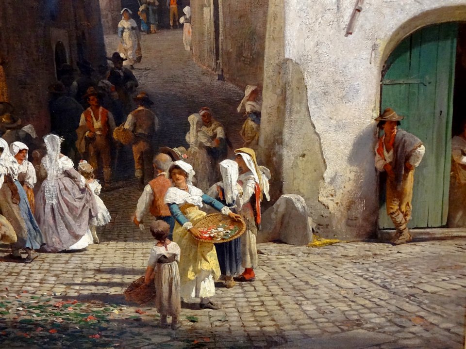 "Une fête à Genazzano" (détail), Oswald Achenbach, vers 18…