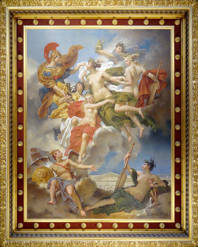 Paris, musée du Louvre : vue partielle du plafond d'une sa…