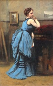 "La dame en bleu", Camille Corot, 1874. Musée du Louvre.. Free illustration for personal and commercial use.