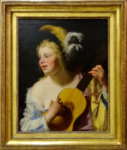 "Femme jouant de la guitare", Gerrit van Honthorst, 1624. …. Free illustration for personal and commercial use.