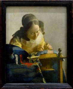 "La dentellière", Johannes Vermeer, 1669-1670. Musée du Lo…. Free illustration for personal and commercial use.