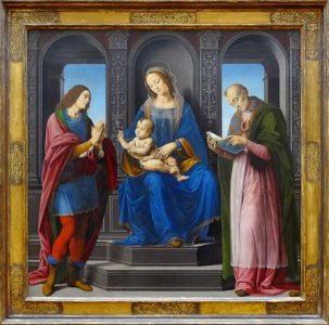 "La Vierge et l'Enfant entre saint Julien et saint Nicolas…. Free illustration for personal and commercial use.