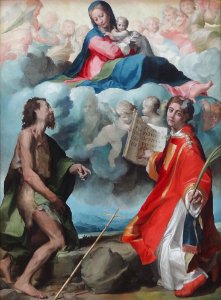 "La Vierge glorieuse entre saint Jean-Baptiste et saint Et…. Free illustration for personal and commercial use.