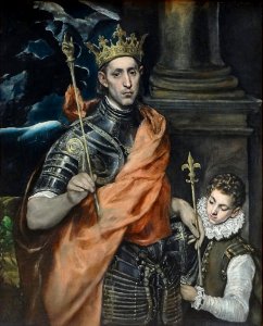 "Saint Louis, roi de France, et un page", el Greco, vers 1…. Free illustration for personal and commercial use.