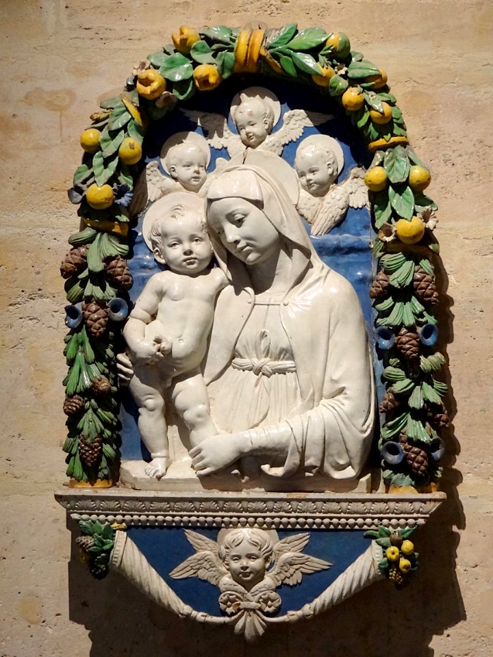 "La Vierge et l'Enfant entourés de trois chérubins". Attri…