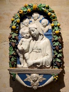 "La Vierge et l'Enfant entourés de trois chérubins". Attri…