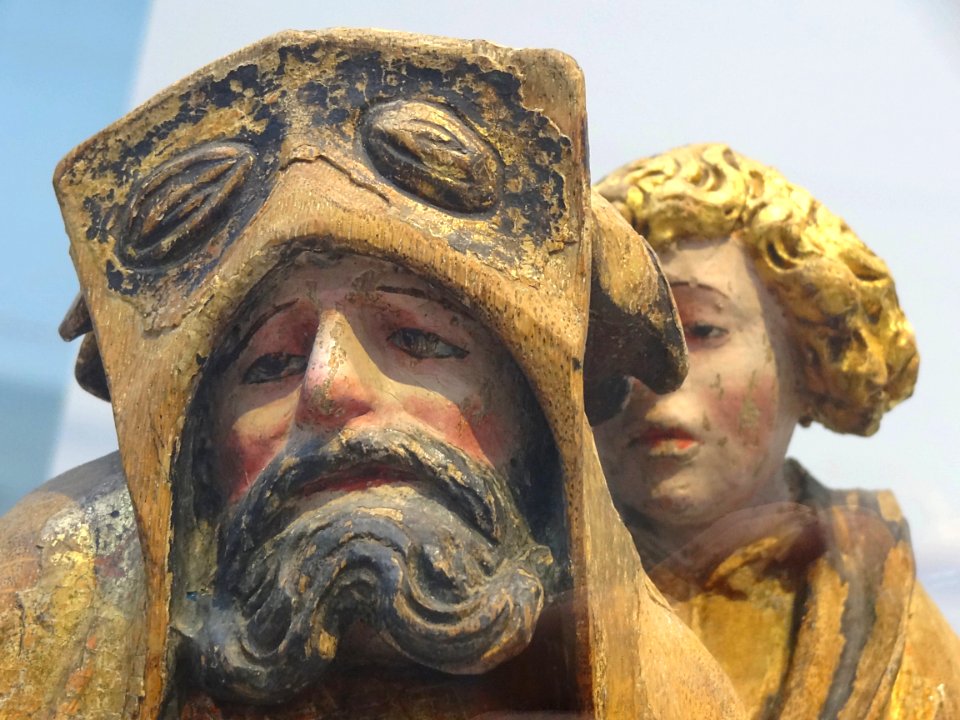 Elément de retable : la Déploration du Christ. Bois polych…