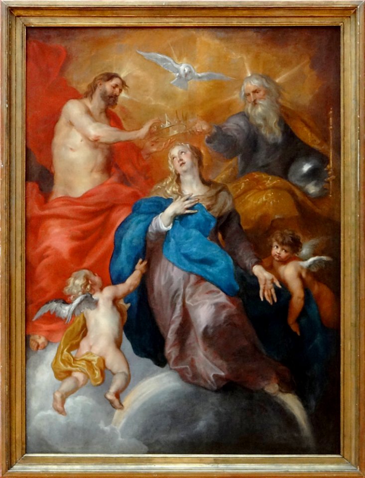 "Le Couronnement de la Vierge", attribué à Tomas Bosschaer…