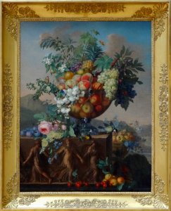 "Coupe de fleurs et de fruits", Jean-François Bony, 1815. …