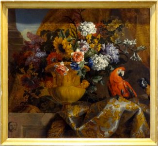 "Vase d'or avec des fleurs et des perroquets", attribué à …
