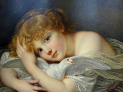"Jeune fille à la colombe" (détail), Jean-Baptiste Greuze.…